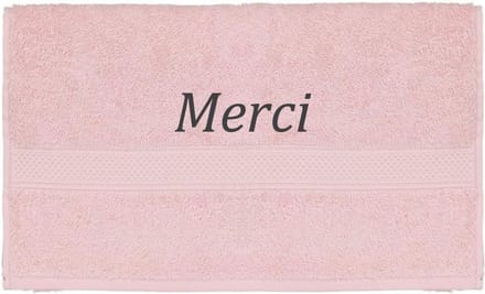 Handdoek - Merci - 100x50cm - Roze