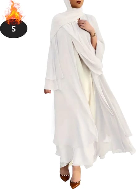 Nivard Islamitische Kleding - Djellaba Dames - Moslim Kleding - Arabisch Dames Kaftan - Alhamdulillah - Wit S
