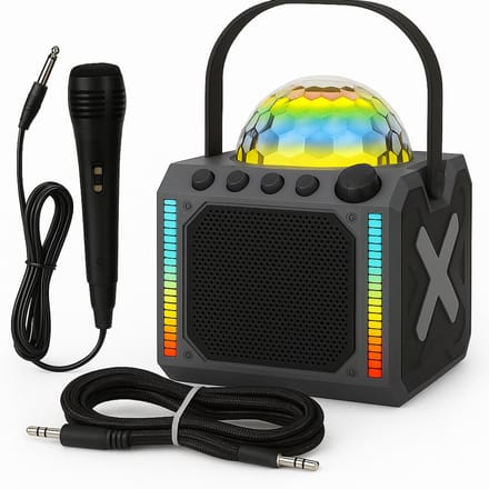 Denver - Karaoke Set voor Kinderen met Bluetooth - Met Microfoon & AUX Kabel - Karaokeset - Disco Bal - Partybox - Disco Box - Discolamp - Discobal