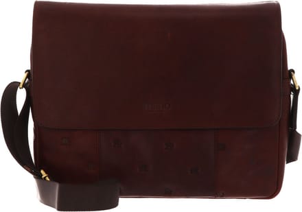 mano Leren Schoudertas Laptoptas met laptopvak Don Leon Stuart Messenger Bag Mid - Brown Bruine
