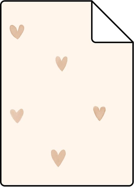 Proefstaal ESTAhome behang hartjes glanzend goud en beige - 26.5 x 21 cm - 138865-S