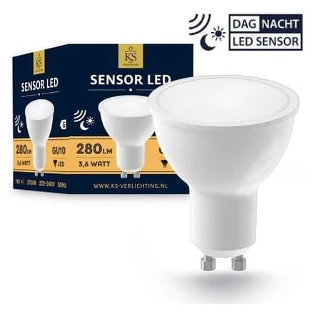 KS Verlichting - Led lamp - Gu10- lichtbron - lichtsensor - schemerschakelaar - sensor - 2700K