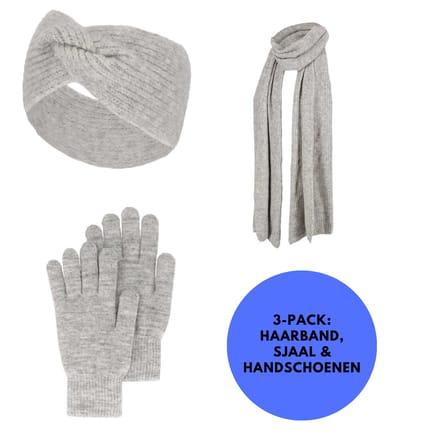 Winterset Dames - Handschoenen/Haarband/Sjaal - One Size - Licht Grijs