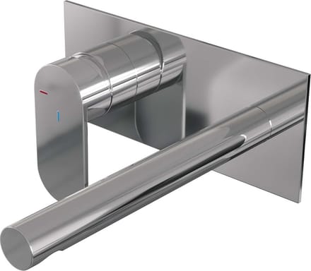 Brauer Chrome Edition inbouw wastafelmengkraan met rechte uitloop en afdekplaat model C2 chroom