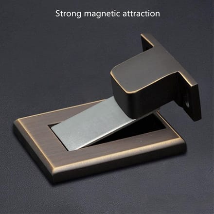 Deurstopper - Plintbuffer Deurhouder - Deuren Open Houden - Sterke Magnetische Aantrekkingskracht - Onzichtbare Vloerinstallatie - Zwart Brons