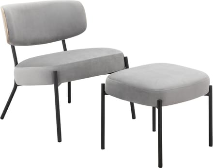 Jerry-Loungestoel & Kruk - Lichtgrijs
