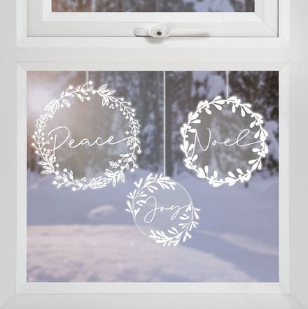 Ginger Ray - Rustic Christmas - Raamsticker Kerstkransen - 3 stuks