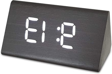 Digitale Wekker - Nachtkastje Klok - Wakker Worden - Dimbaar Display - Groot Display - Houtkleur