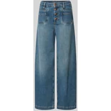 jeans met knoopsluiting en opgezette zakken