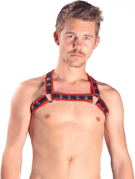 Mister B Leren X-back Harnas - Rood S/M