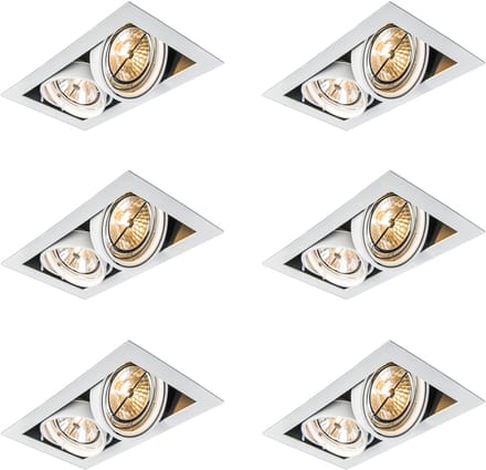 QAZQA Set van 6 Inbouwspot wit AR111 verstelbaar 2-lichts - Oneon