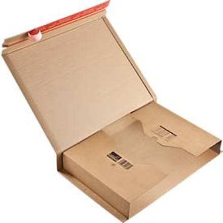 Verzenddozen, golfkarton, bruin, B 510 x D 330 x H 85 mm, met zelfklevende sluitstrip, 20 stuks