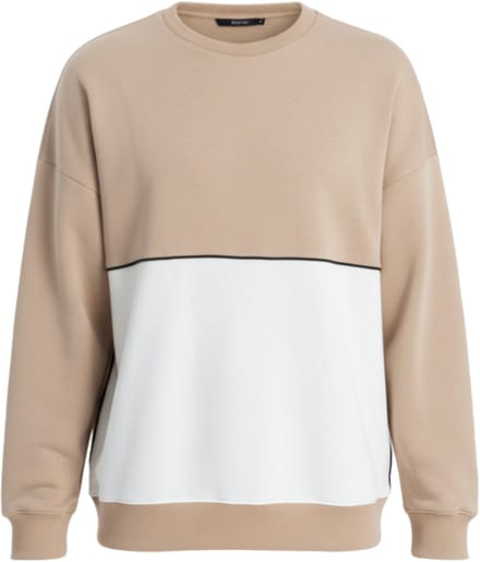 OMBRE Sweater - Katoen - Lange Mouw - Effen Beige L