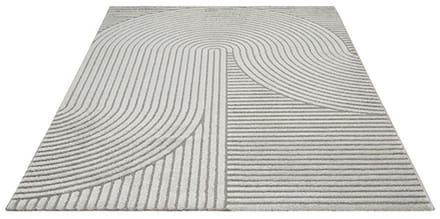 Vloerkleed Elio Japandi – Modern Design met Halve Cirkels in Grijs-140 x 200 cm
