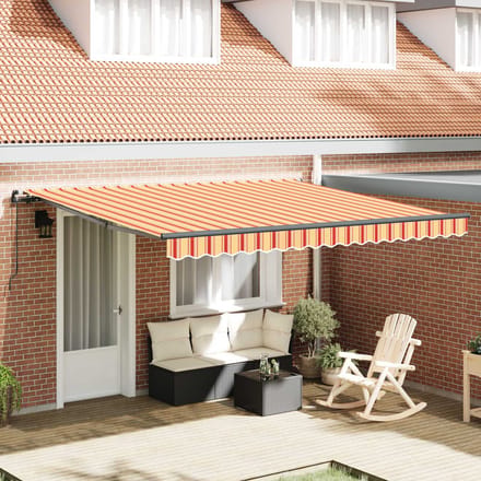 vidaXL - Uitschuifbare - luifel - Geel - en - Oranje - 400 - × - 300 - cm