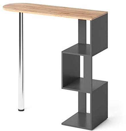 Bartafel met S-vorm - Antraciet en Goudkleurig Eiken - 113 x 40 cm