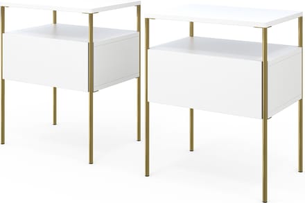 Vicco Mira Nachtkastje – Set van 2 Wit/Goud