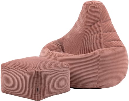 icon - Dalton Zitzak Fauteuil met Poef - Gaming - Ribfluweel - Oud roze