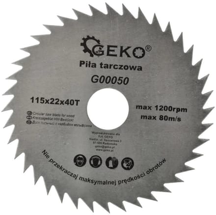GEKO Cirkelzaagblad - Houtbewerking - 115 mm - 40 Tanden - Staal