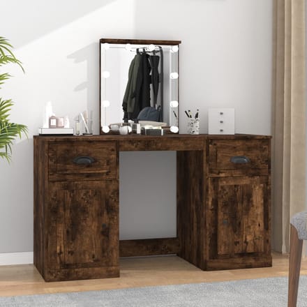 vidaXL - Kaptafel - met - LED-verlichting - 130x50x132,5 - cm - gerookt - eikenkleur
