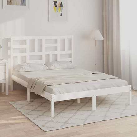 vidaXL - Bedframe - massief - hout - wit - 140x200 - cm