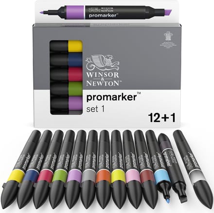 Winsor & Newton 0290137 Promarker™ 12+1 Set | Professionele layoutmarkers & alcoholmarkers