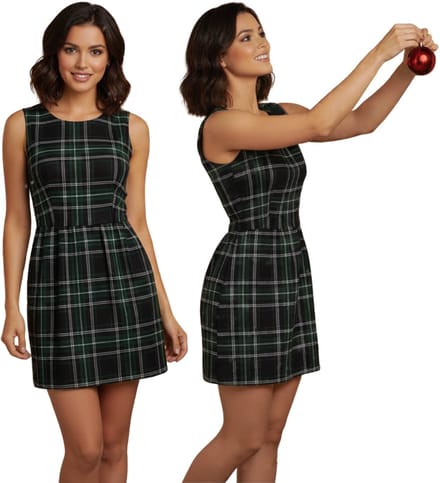Geruite groen-zwarte mini-jurk - John Zack / M