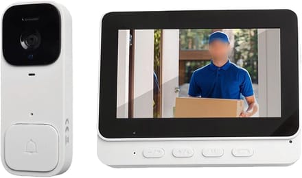 Videodeurbel met display - Draadloze intercom - Toegangscontrole thuis - Geen boren nodig - 43 inch scherm - Wit