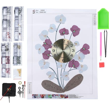 Horloges Peinture Strass DIY Motif Broderie Cristal Kit Décoration Image