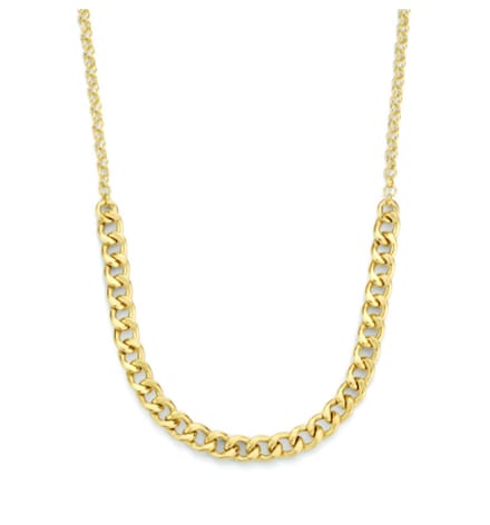 Schitterende Zilveren 14K Gold Plated Halsketting Gourmette 41 cm. MODEL 18 E