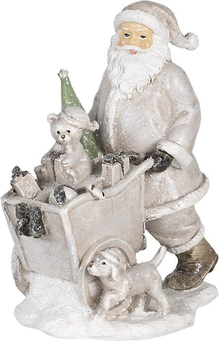 Clayre & Eef Beeld Kerstman 12x8x15 cm Zilverkleurig Kunststof