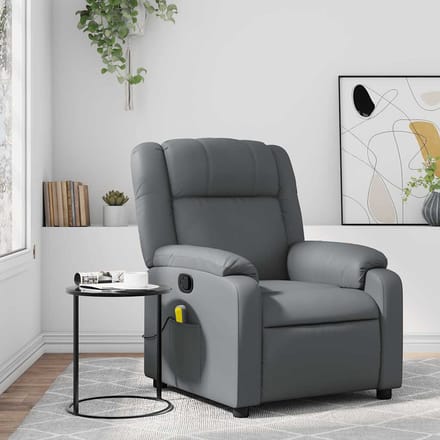 vidaXL - Massagestoel - van - grijs - kunstleer