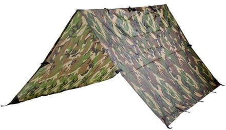 AB Tarp / Basha, 210D ripstop polyester, Woodland camo, bevestigingslussen, 220 x 250 CM