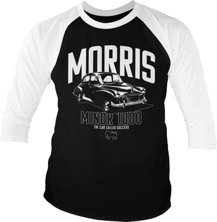 Morris Minor 1000 Base-ball T-shirt met 3/4-mouwen, witite-Black