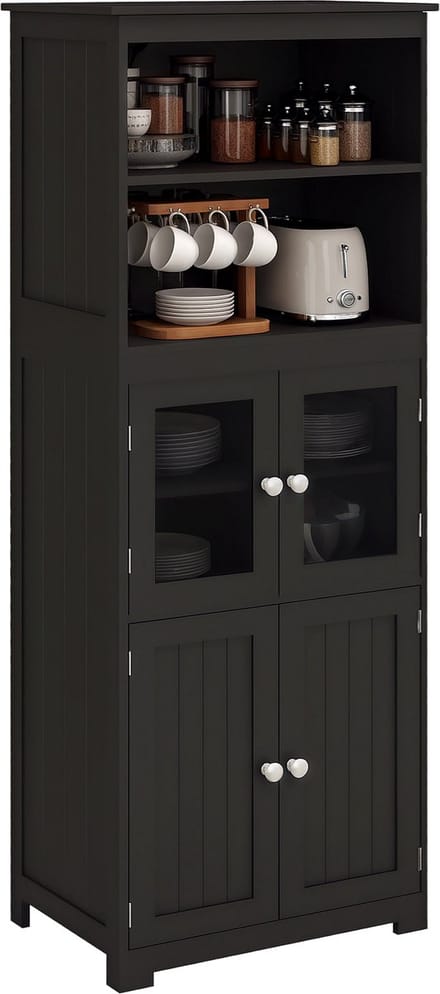 HOMCOM-Keukenkast-60x30x162cm-MDF-Zwart