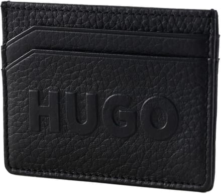 HUGO Leren kaarthouder New Ethon Card Holder Black zwart