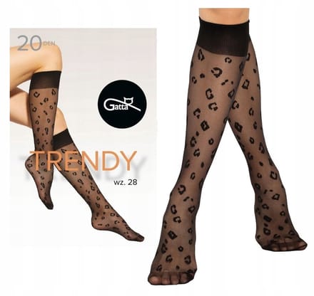 Gatta Trendy Dames Kniekousen - 20 DEN - ( 1 stuks ) Leopard Prin - One Size - Zwart One Size