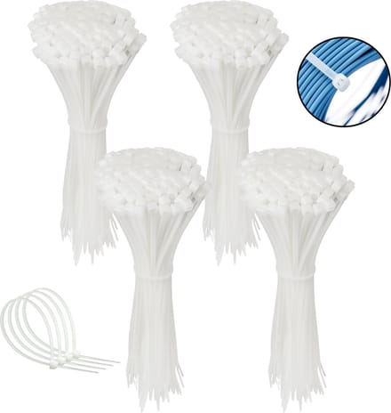 Polyamide kabelbinders, tie rips, witte kabelbinders, 250x4,8 mm / 400 stuks