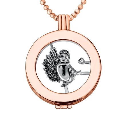 Munthouder met Ketting en Munt 33mm Engel - Rosegoudkleurig - ERHS930