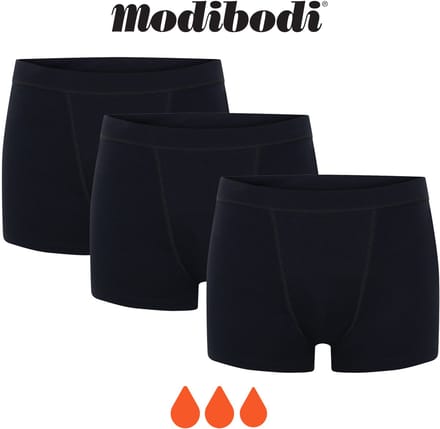 Modibodi Menstruatie Ondergoed Super Absorberend Dames Zachte Stretch Naadloze Boyshort 3 Pack Zwart 36/38