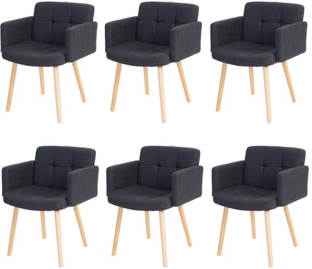 Set van 6 eetkamerstoelen Orlando II, keukenstoel, retro design ~ textiel, donkergrijs