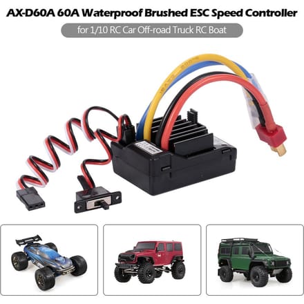 AX-D60A 60A waterdichte geborstelde ESC-snelheidsregelaar voor 1/10 RC-auto zwart