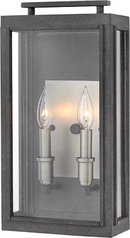 Hinkley LED Wand Buitenlamp Sutcliffe | 2X E14 Max 60W | IP44 | Dimbaar | Aged Zinc & Antique Nickel