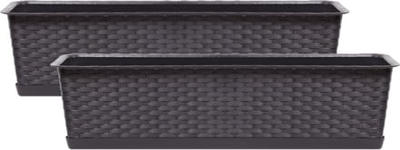 Prosperplast Ratolla plantenbak/bloembak - 2x - donkerbruin - 8L - 50 x 17 x 15 cm
