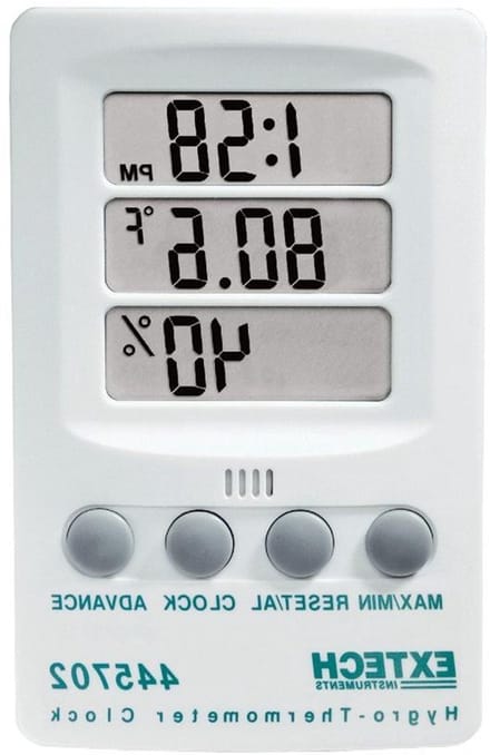 Hygro-thermometer Klok - Temperatuur Vochtigheid Meter - Klimaat Monitoren - Drie Weergaven - 7.12 x 2.04 x 10.93 cm - Wit