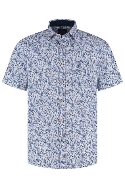 Fellows United Fellows United Korte Mouw Overhemd Mini Flower Mid Blue  M