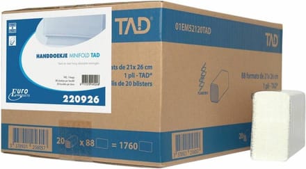 Euro Products | Mini Vouwhanddoekjes 2-laags | 20 x 26 cm | 1760 stuks