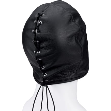 Leren hoofdmasker met open mondgebied