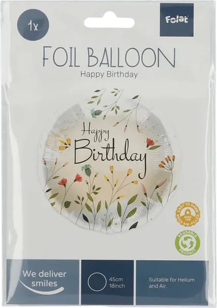 Folieballon Verjaardag Bloemenveld - 45 cm