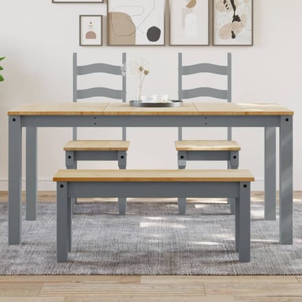 vidaXL - Eettafel - PANAMA - 160x80x75 - cm - massief - grenenhout - grijs